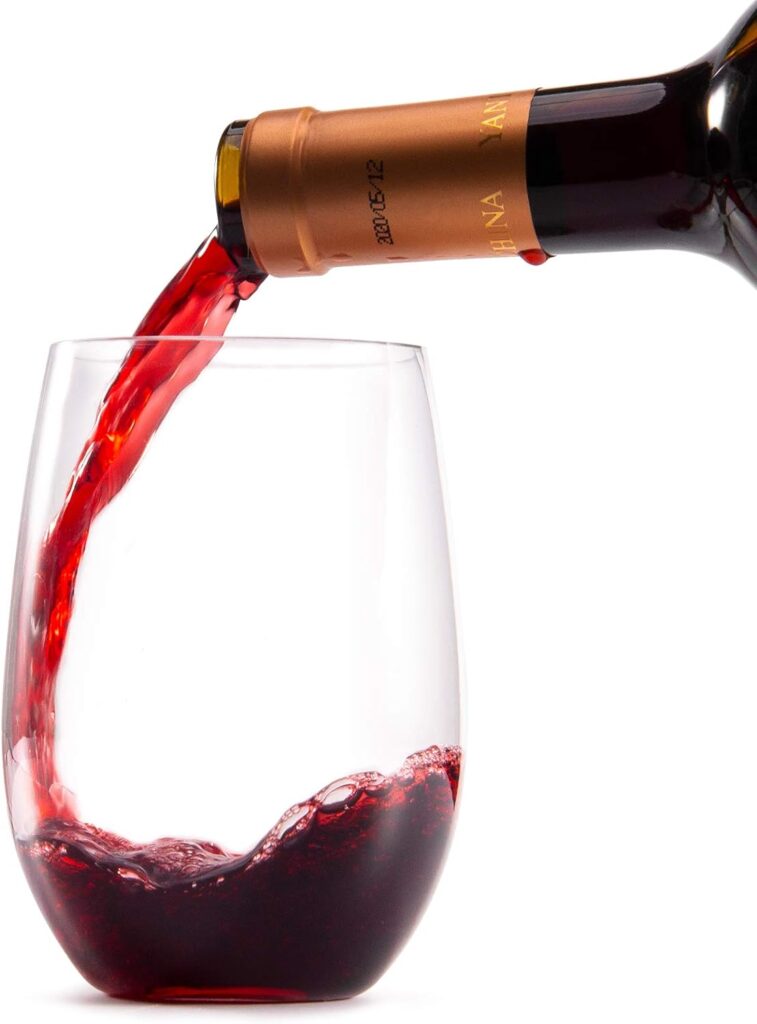 hotder 4 stuks Tritan wijnglazen van onbreekbaar kunststof, zonder steel, voor rode wijn en witte wijn, 470 ml, set voor feestjes, zwembad, thuis