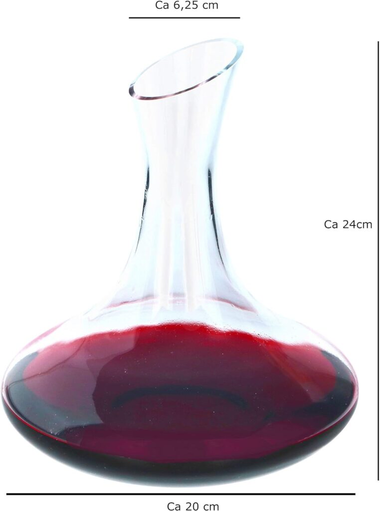 Alpina Premium karaf van glas – wijnkaraf 1,78 l in een prachtig design | 20 x 24 cm met afgeschuinde schenktuit | voor een optimale ventilatie van de rode wijn